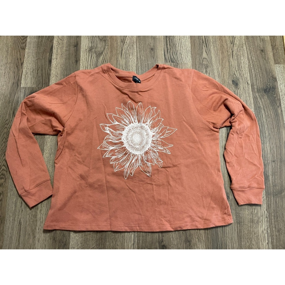 Originality Shirt, Women's Size Medium, Orange White, Long Sleeve